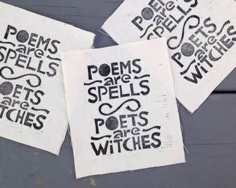 Poems are Spells patch, Witch patch, Wizard patch, Back patch, Magic patch, Poetry patch, Gifts for writers, Gifts for poets