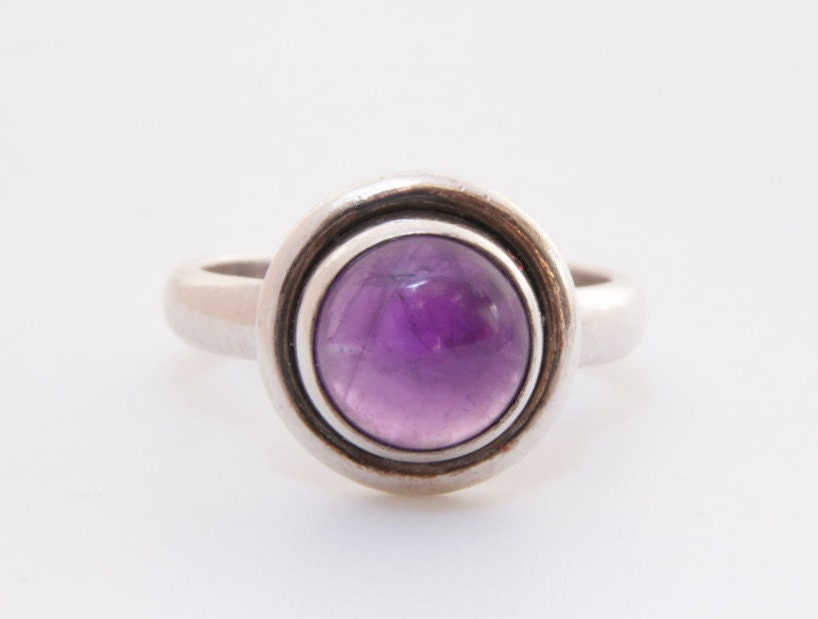 Large amethyst and sterling silver ring / large amethyst ring