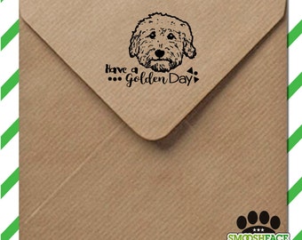 Goldendoodle stamp - custom dog stamp - add your text - wood mounted stamp with handle or self inking - great Doodle gift!