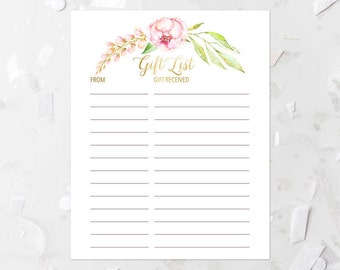 Floral Guest List Printable Guest List Sign-In Sheet Pink