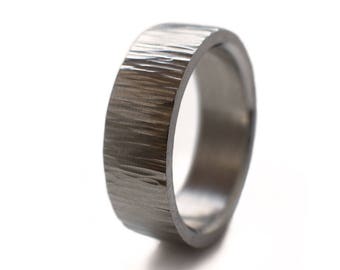 Stainless Steel Ring With Cross Hammered Finish. Made From Surgical Stainless, Men's Ring, Steel Ring, Jewelry For Men
