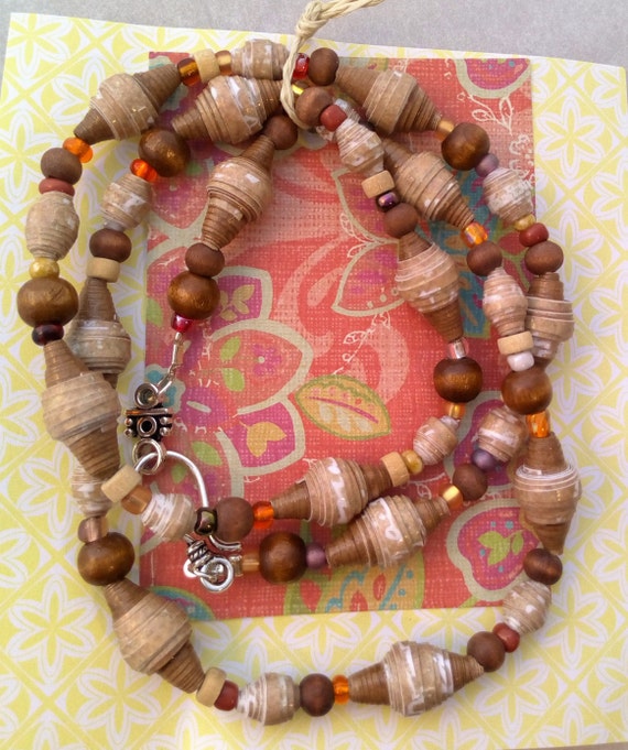 Paper Bead Necklace Paper Bead Jewelry Long Necklace Hand