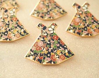Origami Dress Lapel Pin - Enamel Pins, Pin Button, Dress Brooch, Gift for Her, Floral Pin, Flair