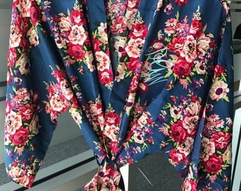Cotton Robes, Bridesmaid Robes, Wedding Shower Robe, Floral Robe, Maternity Gown, Delivery Robe, Baby Shower Gift, Nursing Robe