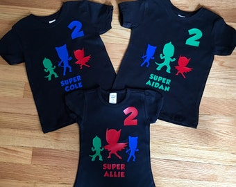 PJ Masks Birthday Shirt, PJ Masks shirt, PJ Masks birthday, pj Masks party, pj Masks baby, catboy shirt, owlett shirt, gecko shirt