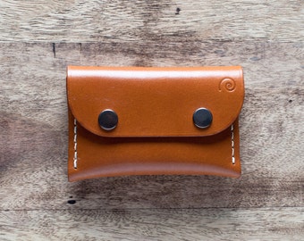 Personalized Leather Snap Wallet,For Him,Card Wallet,Minimal Leather Flap Wallet,Single Pocket Wallet