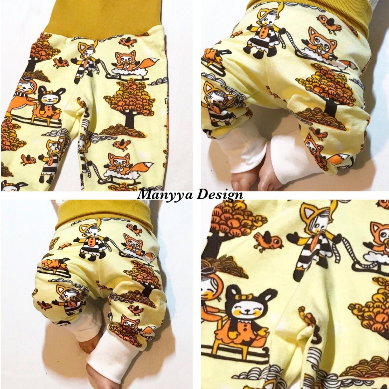 Baby Boy Pants Winter Snow Fall Vanilla Mustard von ManyyaDesign