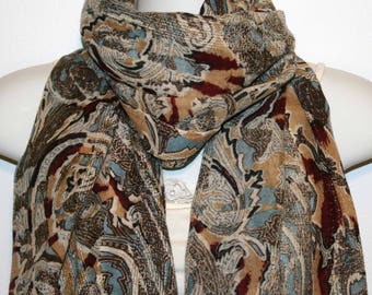 Womens Scarf, Wool scarf, Floral scarf, Womans Scarf