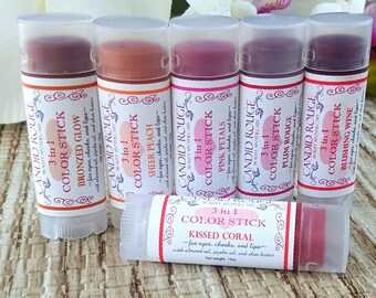 3 in 1 Color Stick, Cream Blush, Natural Cheek Color, Mineral Makeup - Candid Rouge