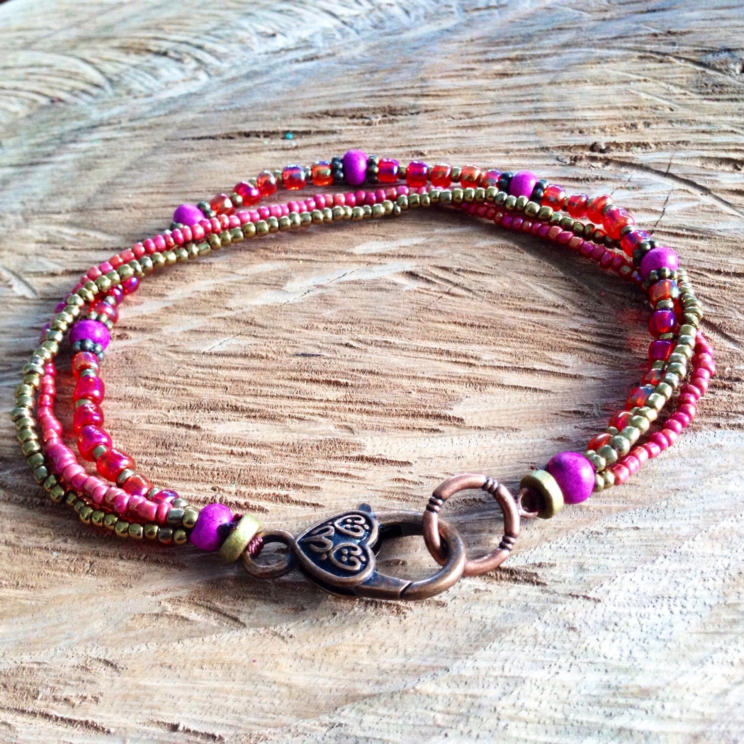Ankle bracelet colorful boho anklet beaded anklet pink