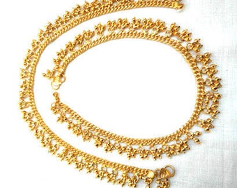 Gold anklets with bells, bell ankle bracelet, Indian anklets, Indian jewelry, Jewelry gift for her anklets, tribal bell anklets, Christmas.