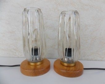 Pair Table Lamps Desk Lamps 1970s, Retro Pair lightings, Glass shades, mid century desk lamp, pair table lamp, glass lamp, night lamp