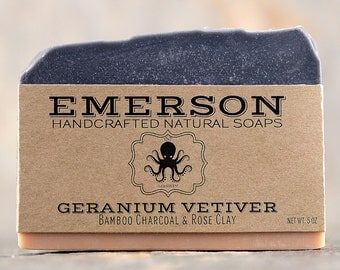 Geranium Vetiver Soap • Vegan Soap, All Natural Soap, Handmade Soap, Cold Process Soap, Palm Free Soap, Charcoal Soap