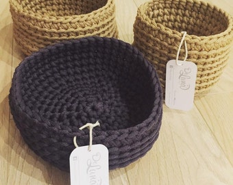 Crochet storage baskets, Storage basket set, Home storage, Small Crochet storage bin, Crochet housewarming gift, Crochet organizer, large
