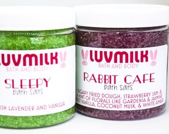 Coloured Bath Salts - Choose Your Own - Luvmilk's Milk Bath Scents - Bath Bomb Pink Bath Blue Bath Relaxing Spa Kit Gift