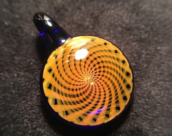 Petite 24k Gold Fumed Fumicello Pendant - Heady Lampwork Boro Glass Pendant - Sacred Geometry Inspired