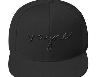 Signature Vayne Snapback, Headwear, Flatbill, Black Baseball Cap, Black Hat