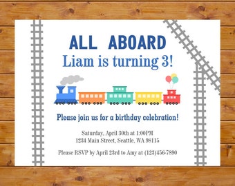 Train Birthday Invitation - Train Invitation - Boy Birthday Party - Printable, Custom, Digital File