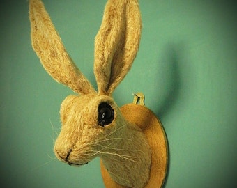 Faux Taxidermy Hare Animal Head Jack Rabbit Mounted Trophy Rabbit Living Room Study Office Cabin Den Nursery Home Decor Unique Handmade Gift