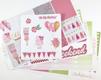 Glam Birthday Planner Sticker Kit-Birthday Kit-Erin Condren