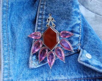 MTVVPP1046 Art Deco Pink Costume Jewelry Pin