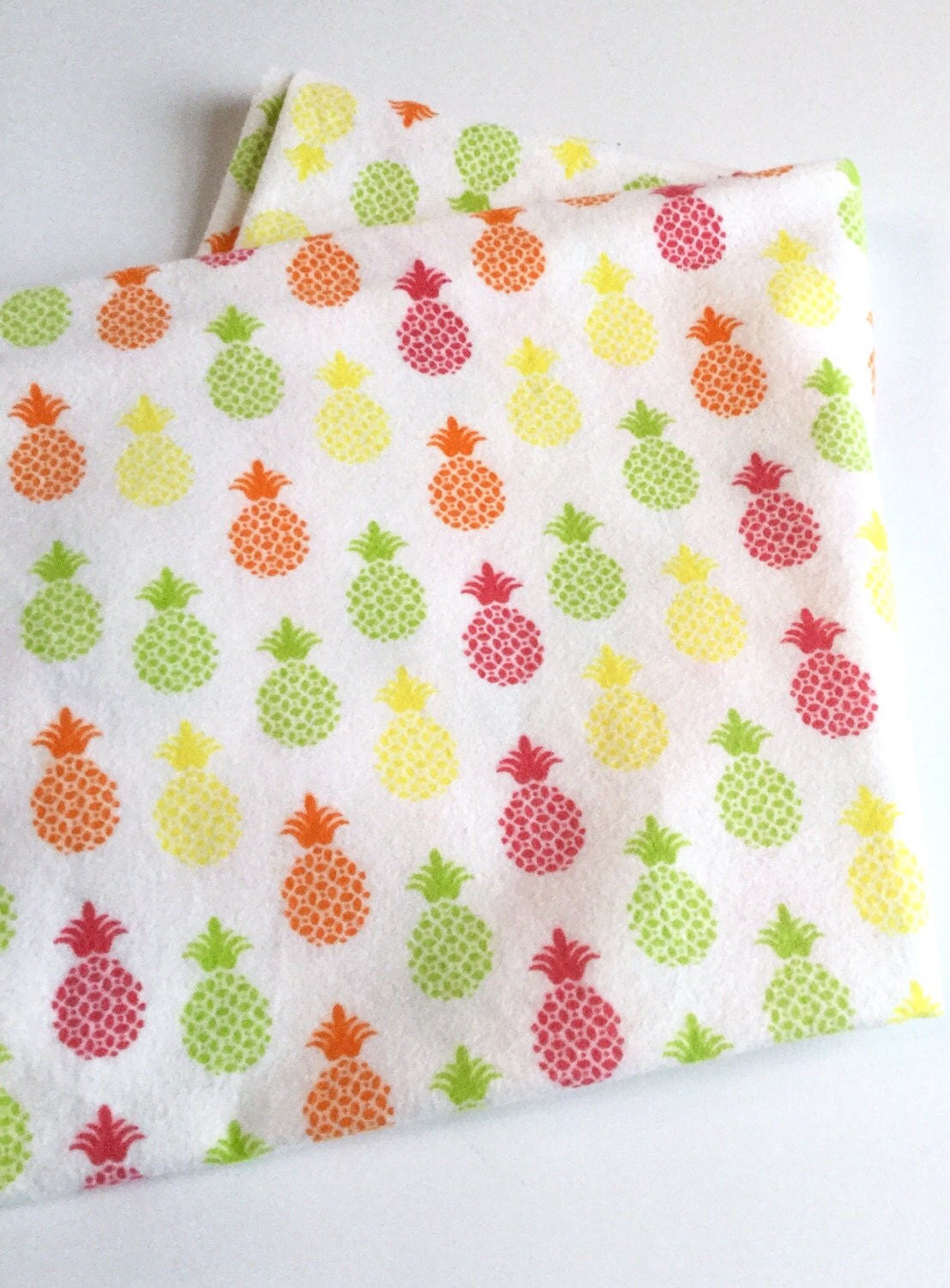 Pineapple baby blanket in flannel and print pink green