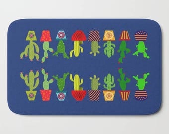 Cactus bath mat-Cacto bathroom decor-Cacti bath mat-Succulent bathroom-Cool kids bathroom-Plants bath mat-Colourful-Modern bathroom decor