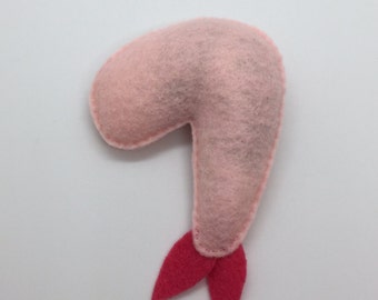 Felt Shrimp Seafood Fish Catnip Cat Toy Handmade