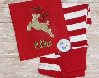 Personalized Christmas Pajamas - Reindeer Pajamas - Christmas Pjs - Kids Christmas Pajamas - Christmas Pajamas - Kids Christmas Pjs