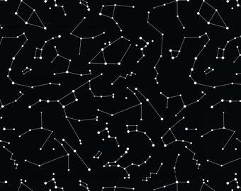 Constellations on Black Fabric / constellation, Glow in the Dark Fabric / Blank Quilting 8453G / By The Yard and Fat Quarters