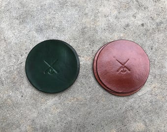 Leather coasters / sottobicchieri in pelle
