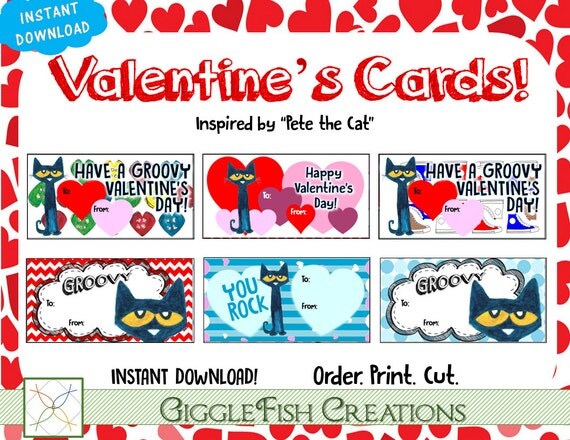 Pete the Cat Valentine's Day Cards Digital File 6