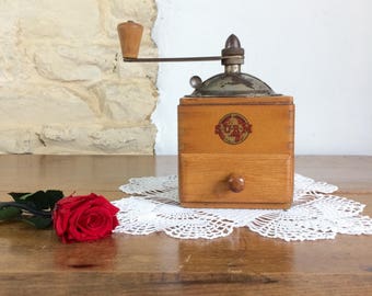 French Manual Coffee Grinder. Vintage Paris SURM Coffee Mill French Farmhouse Kitchen Décor