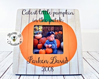 ON SALE Halloween Picture Frame, Baby's Frist Halloween, Halloween Memory Frame, The Cutest Little Pumpkin In The Patch, Halloween Picture G