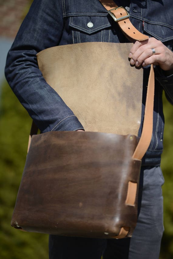 Handmade Jordan leather messenger bag in Horween leather