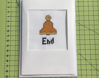 HALF PRICE ! Bell End Card | Rude Hand Sewn Cross Stitch Card | Blank Inside