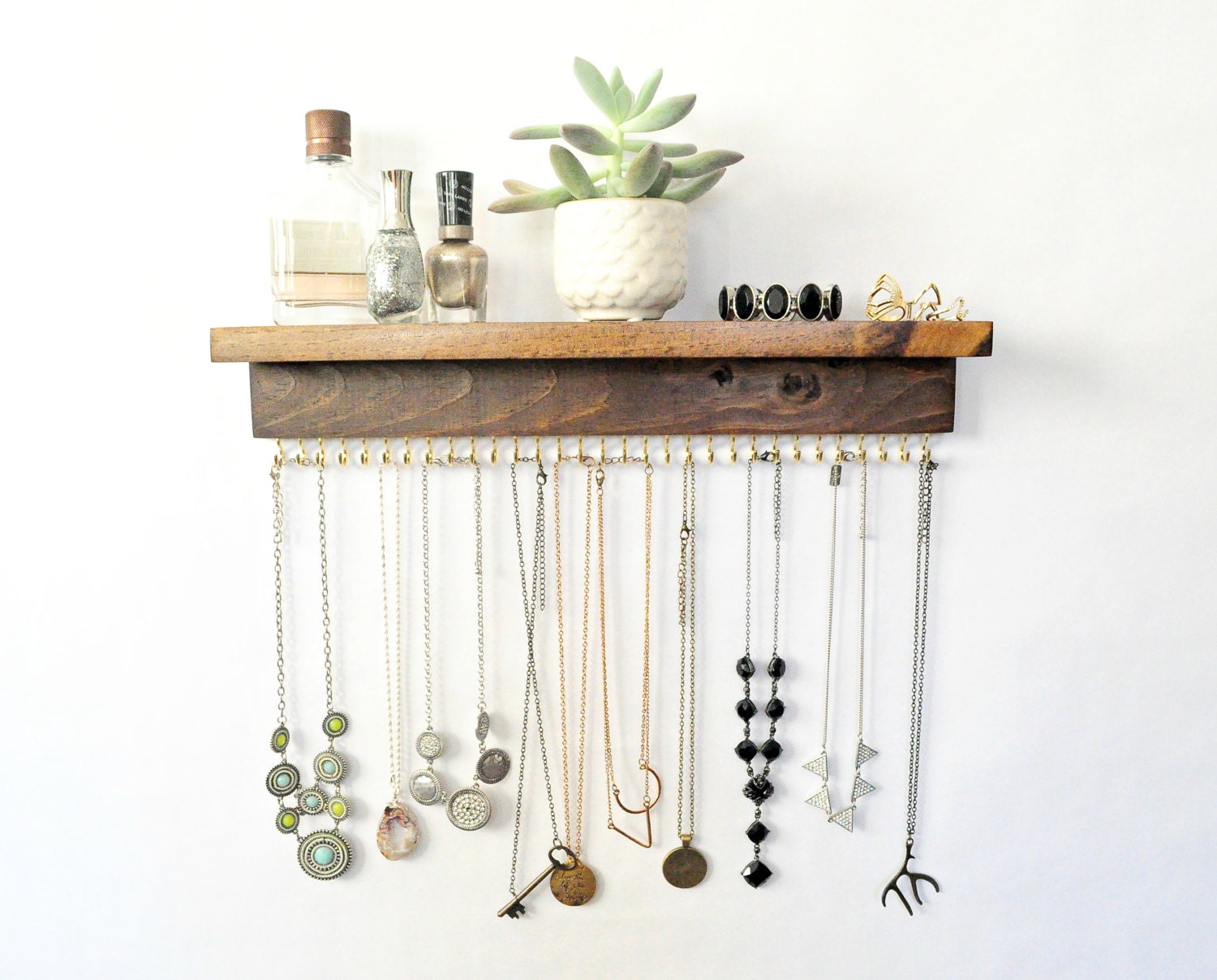 Wall Jewelry Organizer For Necklaces or by TheKnottedWood on Etsy