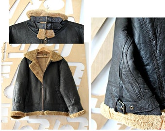 Sheepskin Coat Sheepskin jacket Bomber Jacket Aviator Leather Shearling coat Flying Aviator Biker jacket Fur coat Military jacket Grunge