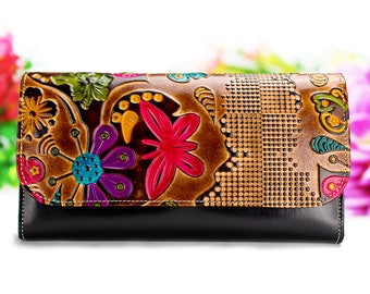 Wallets for Women, Long Wallet leather, Wallet, Handmade Women Wallet, Leather Wallet, Long Women Wallets