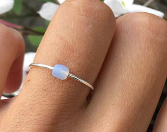 White Opal Ring, Adjustable Opal Ring, Silver,Opal Statement Ring, Opal, Rings,