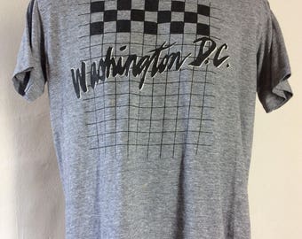 Vtg 80s Washington DC Souvenir T-Shirt Heather Gray XL Thin 50/50