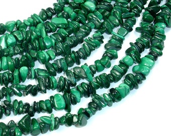 Natural Malachite Beads, Approx 4mm-9mm Pebble Chips Beads, 16 Inch, Full strand, Hole 0.8mm (312005001)