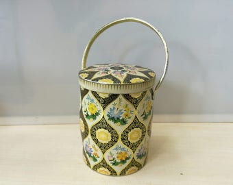 cookie tin, flowers
