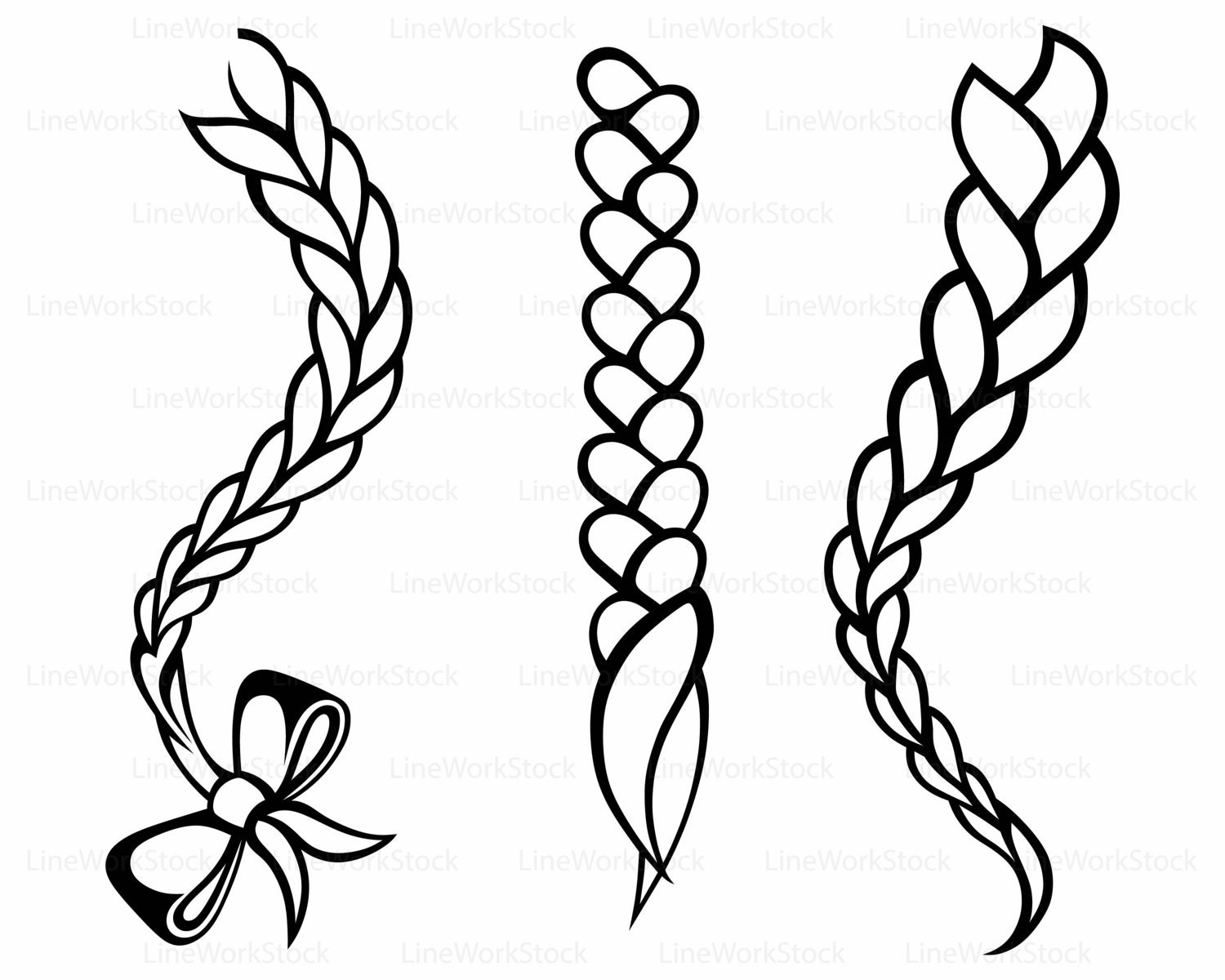 Hair braided svg/braid clipart/braid svg/hair braided silhouette/braid