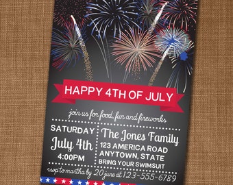 Fourth of July Invitation - 4th of July BBQ Invite - Independence Day Invite - Edit yourself at home!