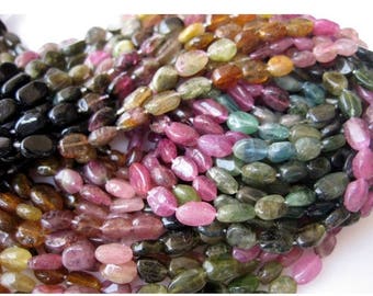 ON SALE 50% Tourmaline Beads, Oval Beads, Tourmaline Gemstone, Multi Tourmaline Beads, 6mm Each, 14 Inch Strand