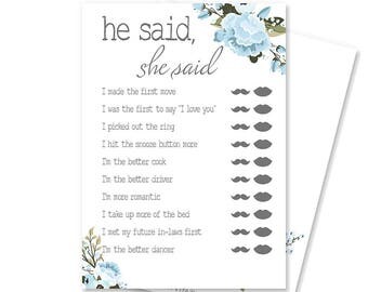 He Said She Said Printable Bridal Shower Game | Guess Who Said It Game | Bridal Shower Decorations | Floral Bridal Shower | Blair Collection