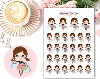 Amelie kawaii SHOPPING planner stickers || Erin Condren Life Planner, Kikki K, Plum Paper Planner