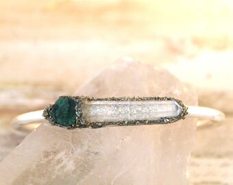 Raw Emerald Jewelry, Emerald Gift for Her, Emerald Jewelry for Women, Rough Emerald Jewelry, Emerald Birthstone Bracelet, May Birthstone