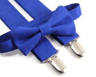 Royal blue suspenders and bow tie set. Royal blue wedding ring bearer. Easter royal blue.